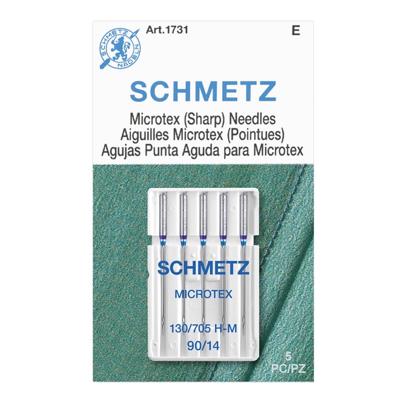 SCHMETZ Microtex Sharp Sewing Machine Needles - Quilting & Topstitching Supplies, Size 90/14, 5-Needle Card, Pack of 1 - Image 1